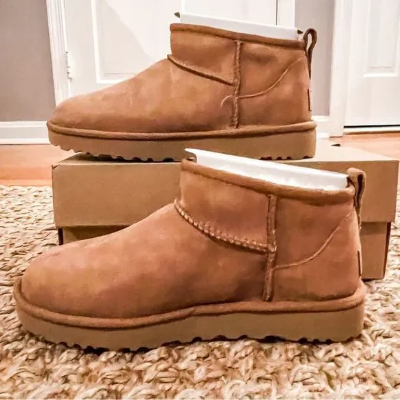NWT UGG Classic Ultra Mini Chestnut Boots Women's Size 6 - Picture 9 of 16